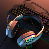 Gaming Headset with Volume Control, Colorful LED Breathing Light, 40mm Surround Sound Headphones, Built-in Microphone for Immersive Audio Experience