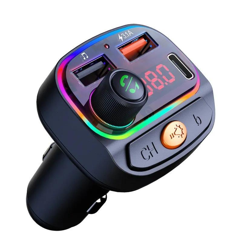 Colorful Bluetooth MP3 Player USB Car Charger Adapter – Type C Fast Charging Hands-Free Wireless Audio Device-Bluetooth Hands-free Fast Car Charger Adapter-Mobile Cords-Dropshipman