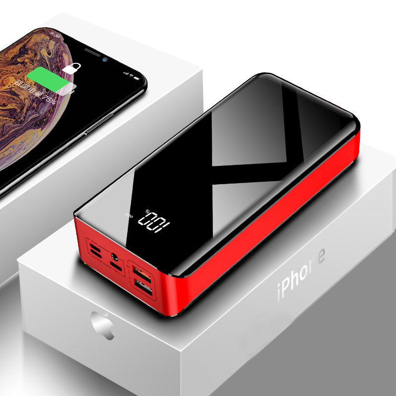 30000mAh Portable Power Bank – High-Capacity External Battery Pack for Fast Charging Smartphones, Tablets, and USB Devices, Compact and Lightweight Mobile Charger with Multi-Device Support-Large Capacity Power Bank-Mobile Cords-Color:Red-Dropshipman