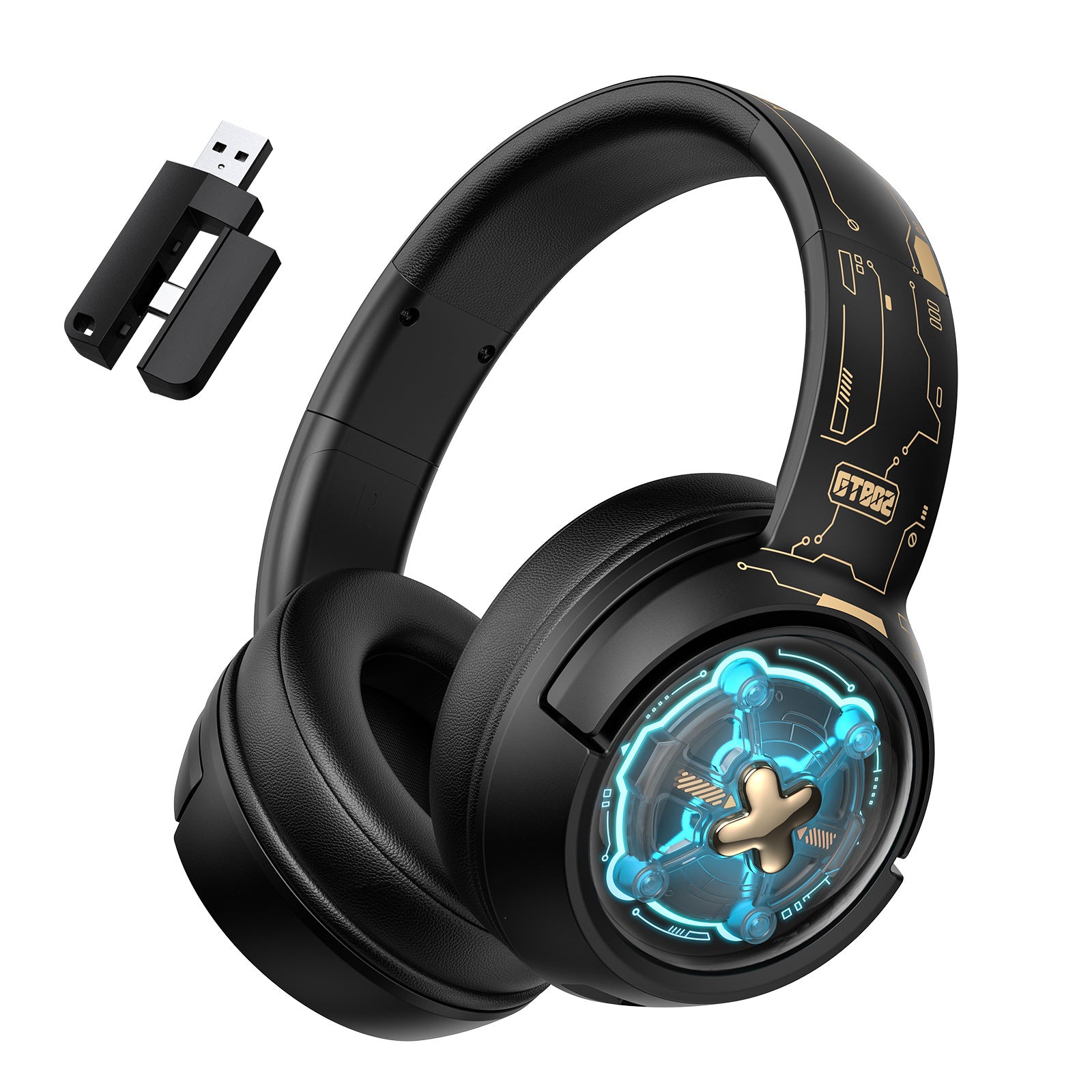 Wireless Over-Ear Gaming Headset with Bluetooth - High-Quality Sound, Noise Cancelling, Comfortable Fit, Long Battery Life-Gaming Headphones-Mobile Cords-Color:GT802 Black-Dropshipman