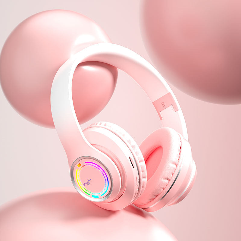 Gradient Color Wireless Bluetooth Earphones with Headband – Stylish, Comfortable, High-Quality Sound-Gaming Headphones-Mobile Cords-Color:Pink-Dropshipman