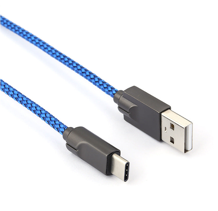3 Meters Extra Long Zinc Alloy USB Data Cable, Compatible with Apple, Android, and Type-C Devices-USB Mobile Data Cable-Mobile Cords-Color:Blue-Model:Apple-length:3M-Dropshipman