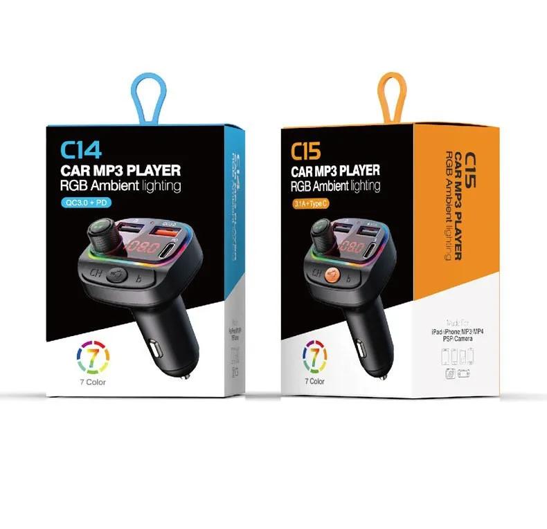 Colorful Bluetooth MP3 Player USB Car Charger Adapter – Type C Fast Charging Hands-Free Wireless Audio Device-Bluetooth Hands-free Fast Car Charger Adapter-Mobile Cords-Dropshipman