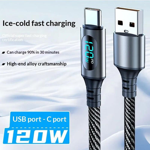 PD Smart 3-in-1 Super-Fast Charging & Data Cable with Digital Display-iPhone to Type Charging Date Cable-Mobile Cords-Dropshipman