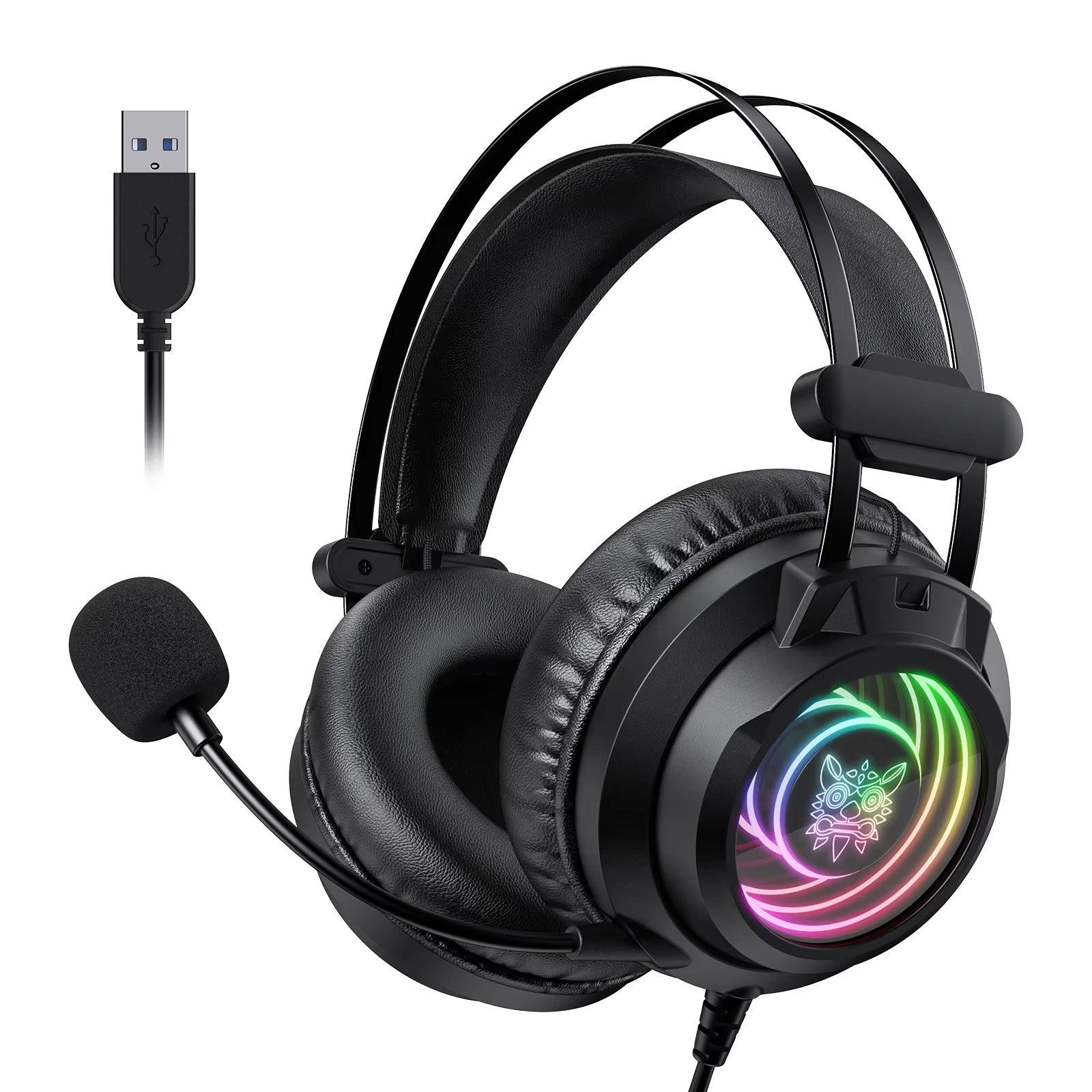 Gaming Laptop Headphones with Infinite Surround Sound - High-Quality Immersive Audio for PC & Gaming-Gaming Headphones-Mobile Cords-Color:Black X80 USB-Dropshipman
