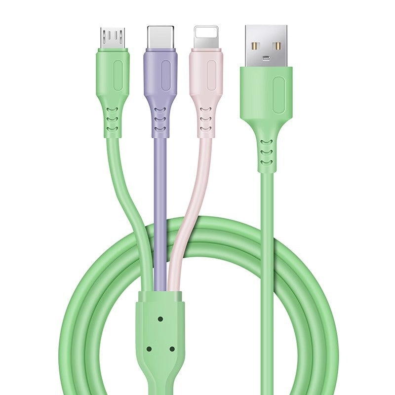 Three-in-One Data Cable – Multi-Device Mobile Phone Charging Cable, Compatible with USB-C, Lightning & Micro USB, Fast Charging & Data Sync Cable for Smartphones and Tablets