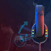 Gaming Headset with Volume Control, Colorful LED Breathing Light, 40mm Surround Sound Headphones, Built-in Microphone for Immersive Audio Experience