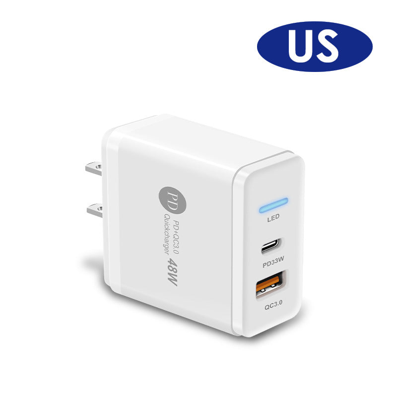 Mobile Cords | PD48W EU/US Fast Charging Mobile Wall Charger Adapter-EU/US Wall USB Charging Adapter-Mobile Cords-Applicable Model:US Whitening Flat Feet-Dropshipman