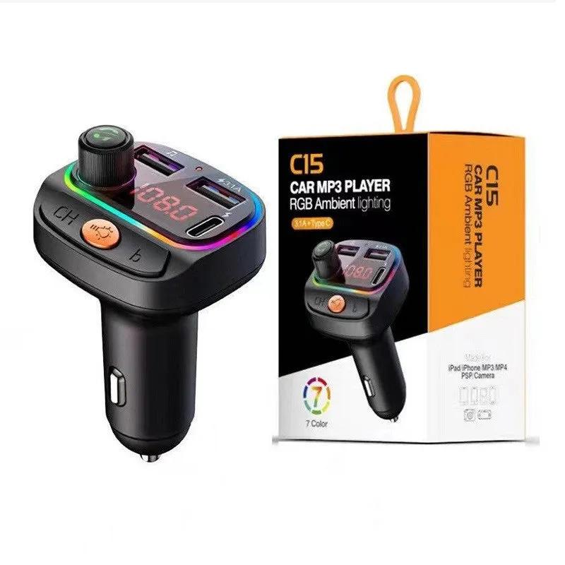Colorful Bluetooth MP3 Player USB Car Charger Adapter – Type C Fast Charging Hands-Free Wireless Audio Device-Bluetooth Hands-free Fast Car Charger Adapter-Mobile Cords-Dropshipman