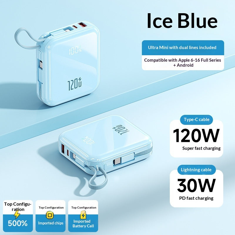 120W Super Fast Charging 20,000mAh High-Capacity Mini Power Bank – Stylish, Portable, Reliable Extra Battery Pack-Large Capacity Power Bank-Mobile Cords-Color:Blue-Power Capacity:20000 MA-Dropshipman