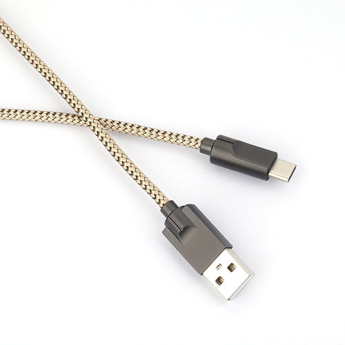 3 Meters Extra Long Zinc Alloy USB Data Cable, Compatible with Apple, Android, and Type-C Devices-USB Mobile Data Cable-Mobile Cords-Color:Gold-Model:Type C-length:3M-Dropshipman