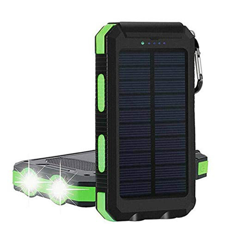 Solar Power Bank 10,000mAh Portable Outdoor External Mobile Charger – High-Capacity Portable Battery Pack for Smartphones, Tablets, and Devices-Large Capacity Power Bank-Mobile Cords-Color:Green-style:10000mA-Dropshipman