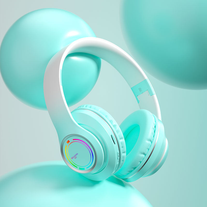 Gradient Color Wireless Bluetooth Earphones with Headband – Stylish, Comfortable, High-Quality Sound-Gaming Headphones-Mobile Cords-Color:Green-Dropshipman