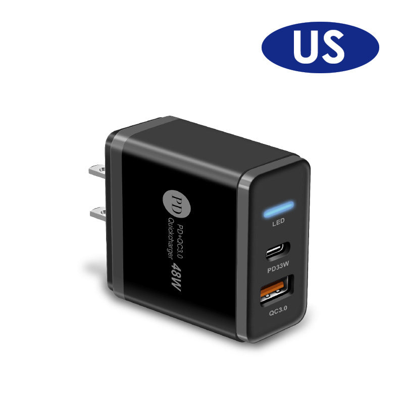 Mobile Cords | PD48W EU/US Fast Charging Mobile Wall Charger Adapter-EU/US Wall USB Charging Adapter-Mobile Cords-Applicable Model:US Sun Tanning Flat Feet-Dropshipman