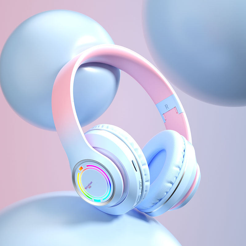 Gradient Color Wireless Bluetooth Earphones with Headband – Stylish, Comfortable, High-Quality Sound
