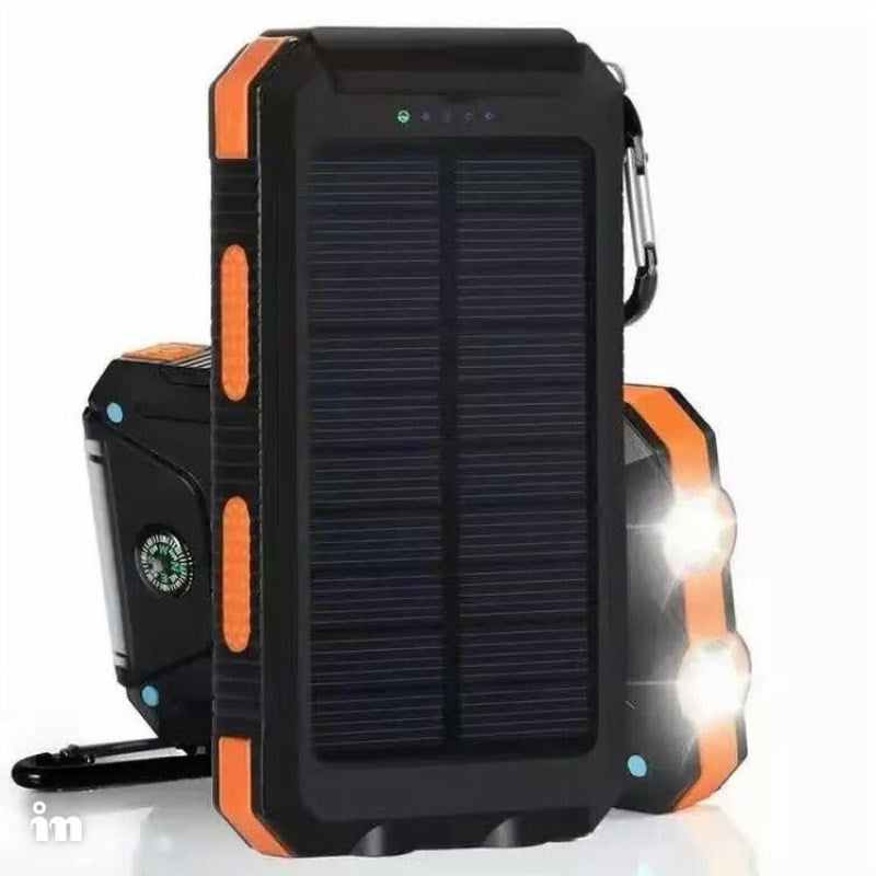 Solar Power Bank 10,000mAh Portable Outdoor External Mobile Charger – High-Capacity Portable Battery Pack for Smartphones, Tablets, and Devices-Large Capacity Power Bank-Mobile Cords-Color:Orange-style:10000mA-Dropshipman